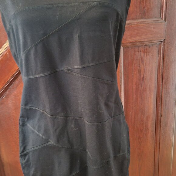 Cynthia Rowley Black Sleeveless Sheath Dress Size L With Textured Panel Design - Picture 3 of 4